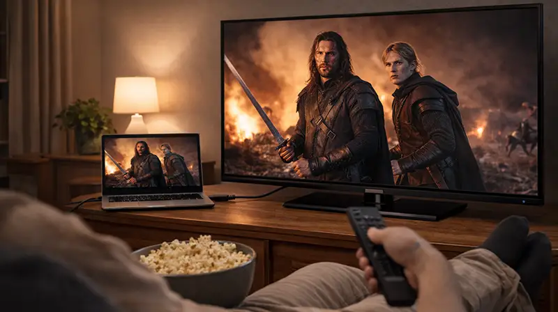 Watching movies by connecting laptop to TV