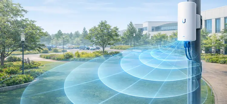 Wireless coverage area of Outdoor Ubiquiti Access Points in an open environment 2