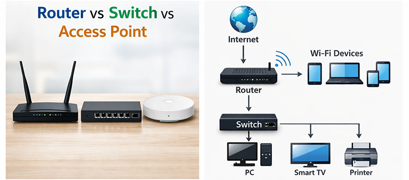 Router vs Switch vs Access Point