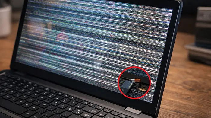 Loose or damaged display cables