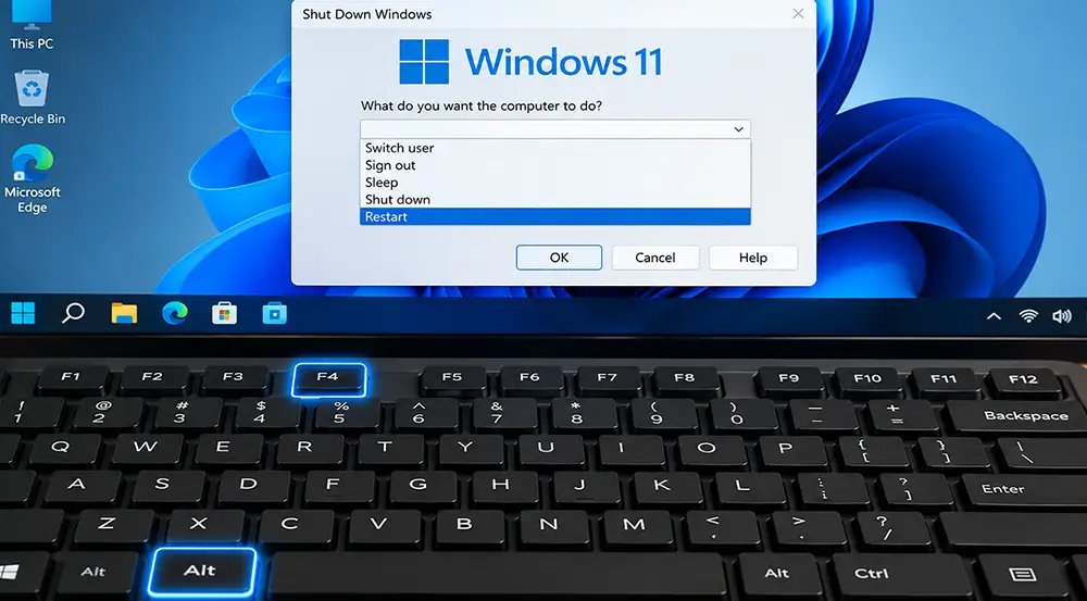 Method 1 Restart Computer With Keyboard Using Alt F4