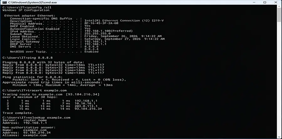 cmd command nslookup – Troubleshoot DNS